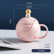 Planet Mug Ceramic Coffee Cup With Lid Spoon - Memoriex 