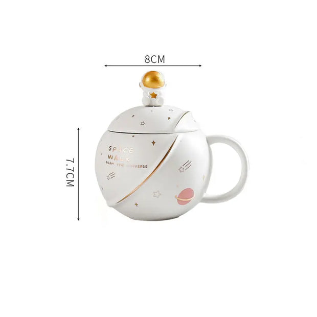 Planet Mug Ceramic Coffee Cup With Lid Spoon - Memoriex 