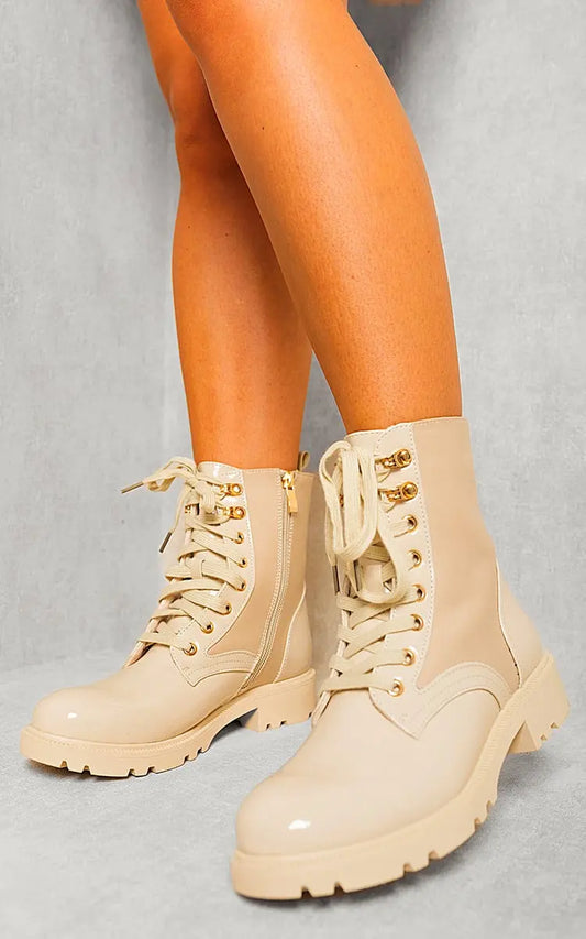 Platform Lace Up Chunky Boots - Memoriex 