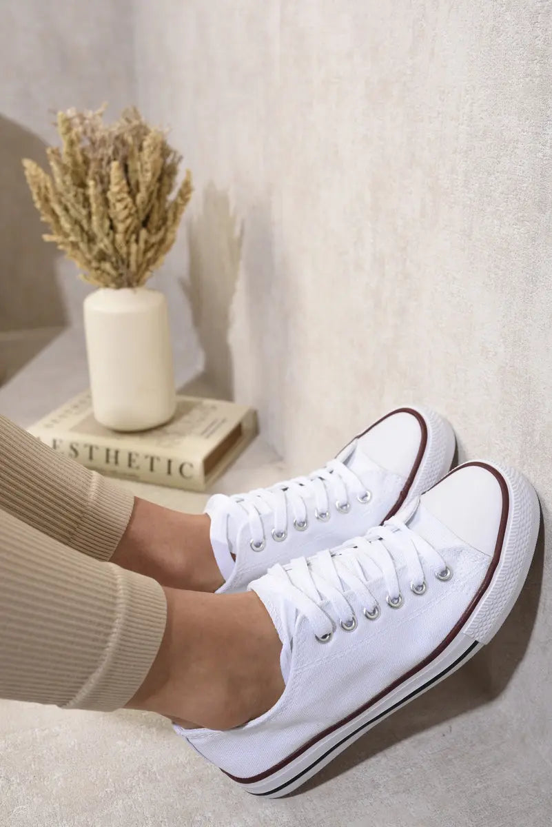 Platform Low Top Lace Up Trainers - Memoriex 