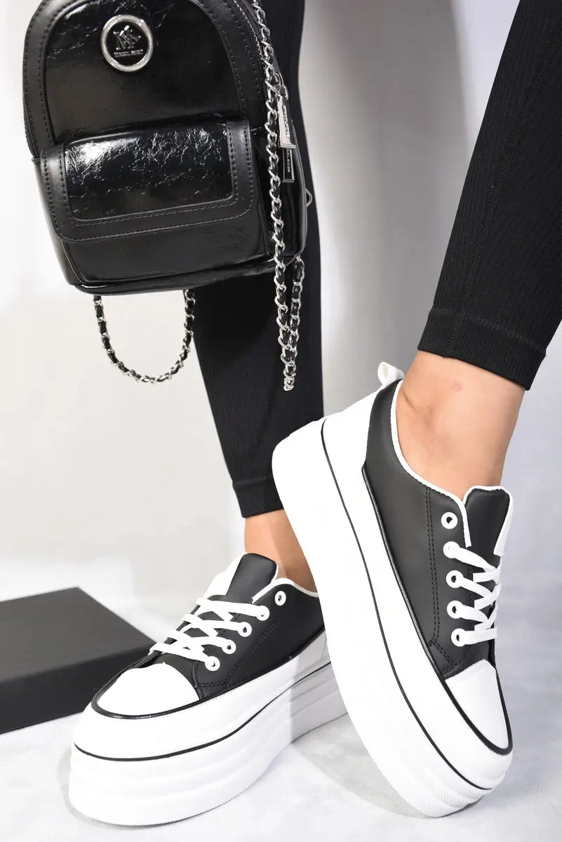 Platform Wedge Lace Up Trainers-13