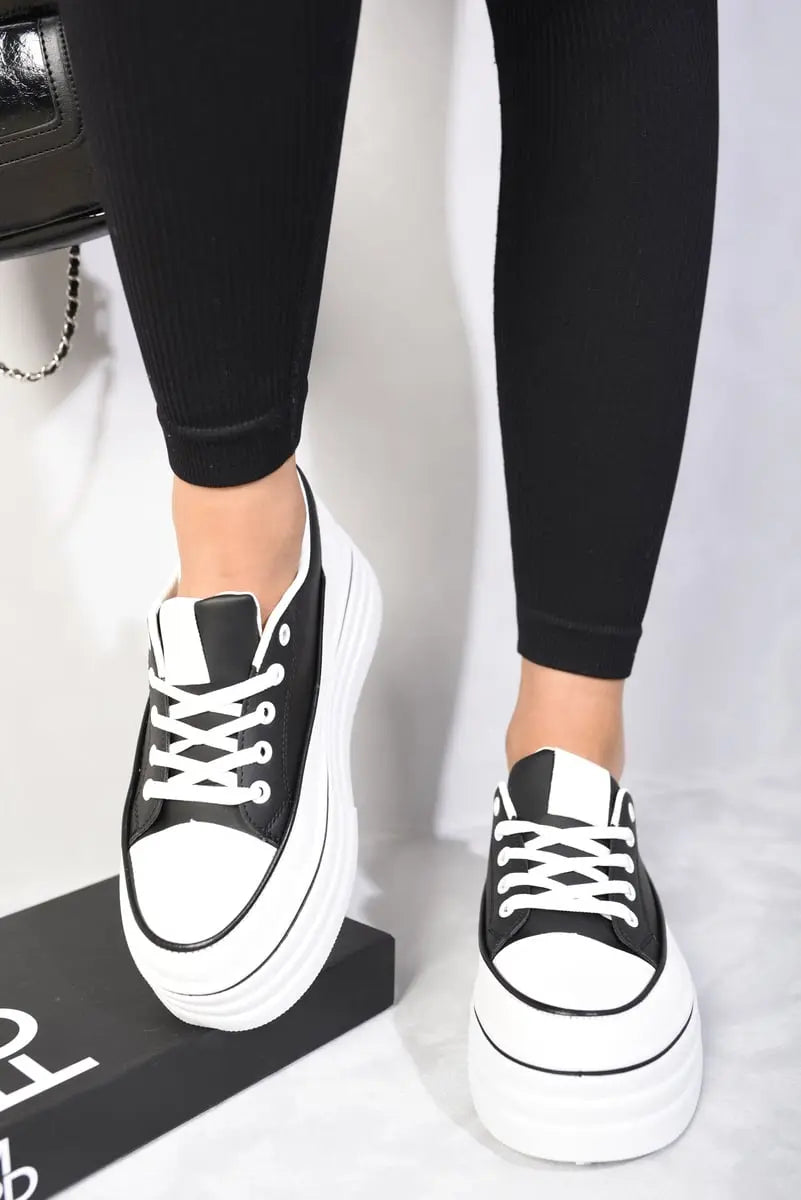 Platform Wedge Lace Up Trainers-14