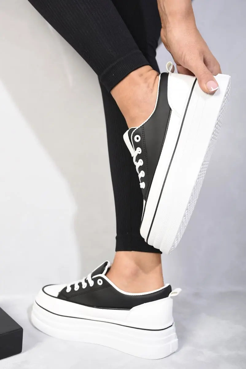 Platform Wedge Lace Up Trainers-15