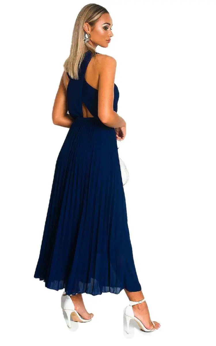 Pleated Crossover Maxi Dress-7