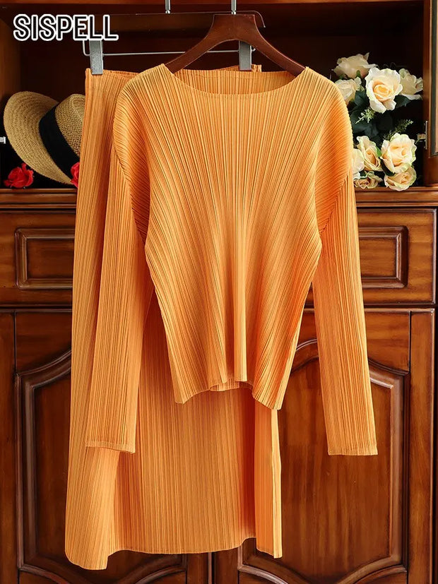 Pleated Suit Skirt Female Fall New Design Sense Top Straight Package Hip Skirt Senior Sense Two-Piece Set - Memoriex 
