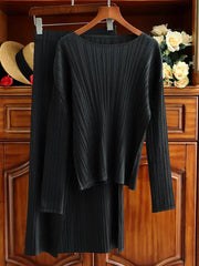 Pleated Suit Skirt Female Fall New Design Sense Top Straight Package Hip Skirt Senior Sense Two-Piece Set - Memoriex 