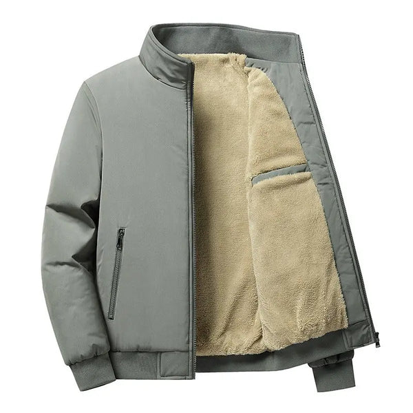 Plush Thickened Jacket Men's Winter Casual Jacket Stand Collar Cotton Jacket Plus Size - Memoriex 