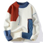 Plush contrasting sweater for boys round neck casual knit base sweater - Memoriex 