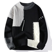 Plush contrasting sweater for boys round neck casual knit base sweater - Memoriex 