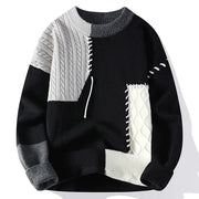 Plush contrasting sweater for boys round neck casual knit base sweater - Memoriex 