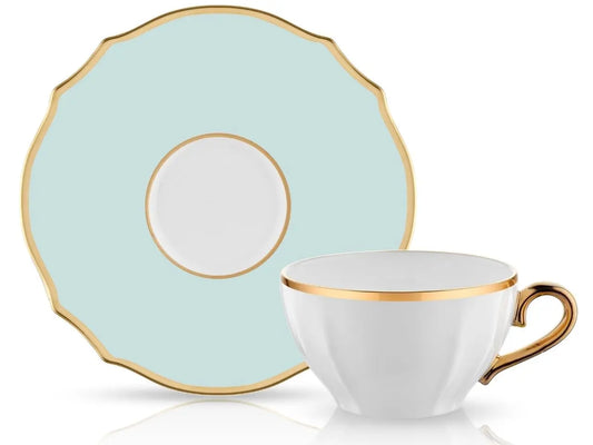 Poem Tea Cup and Saucer Set - Mint Green - Memoriex 