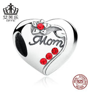Popular Heart-shaped Mom Mother's Day Gift DIY Beads S925 Sterling Silver Bracelet Accessories SCC004 - Memoriex 