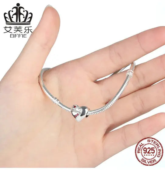 Popular Heart-shaped Mom Mother's Day Gift DIY Beads S925 Sterling Silver Bracelet Accessories SCC004 - Memoriex 