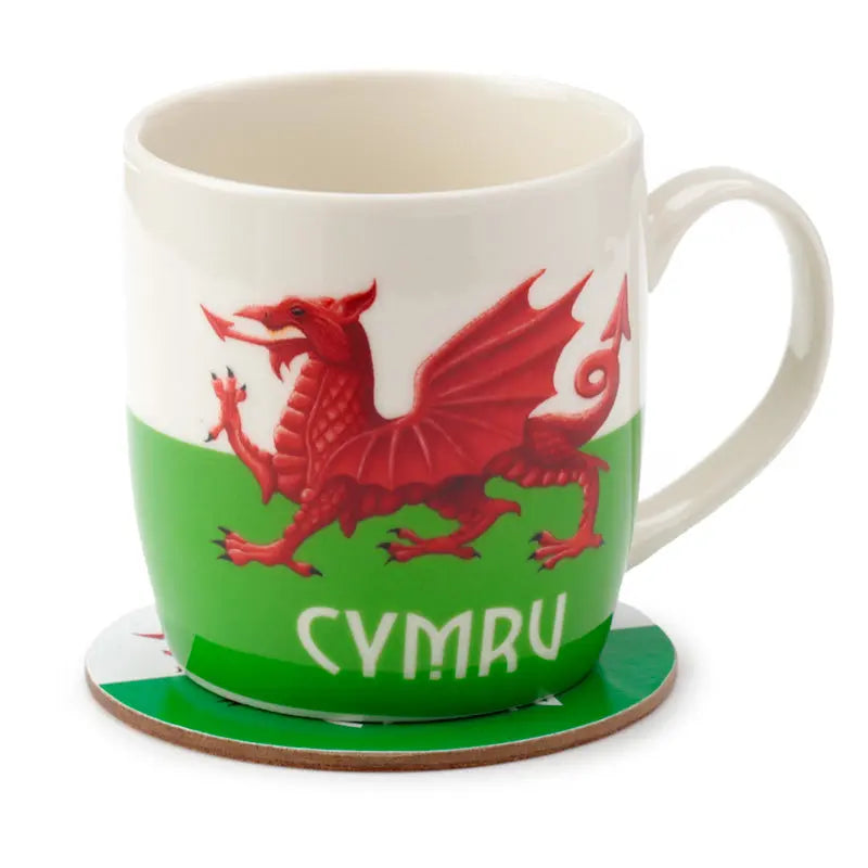 Porcelain Mug & Coaster Set - Wales Welsh Cymru MUGC29-0