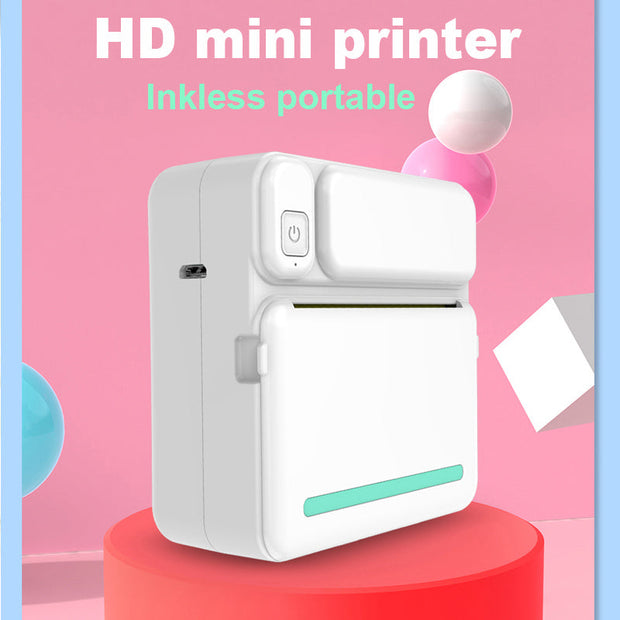 Portable Mini Printer HD Photo Pocket Thermal Label With White Color Adhesive Paper Wireless Bluetooth Learning Paper Mini Maker - Memoriex 