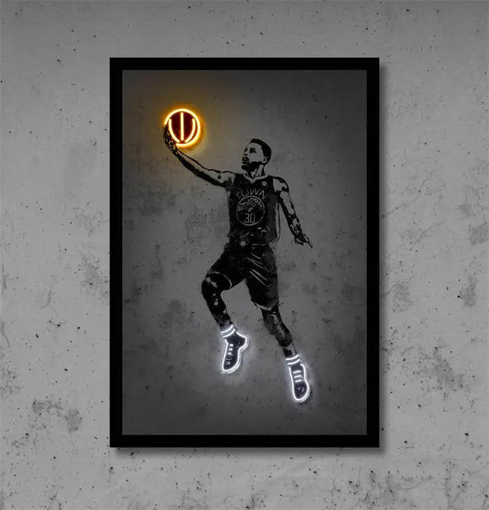 Poster Basketballspieler mit Neon Ball als Deko Print ohne Rahmen-3