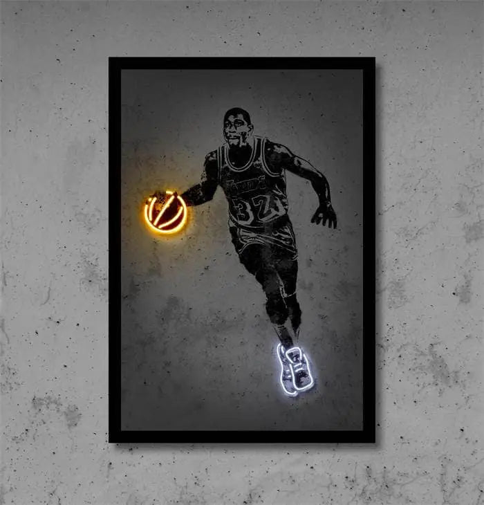 Poster Basketballspieler mit Neon Ball als Deko Print ohne Rahmen-4