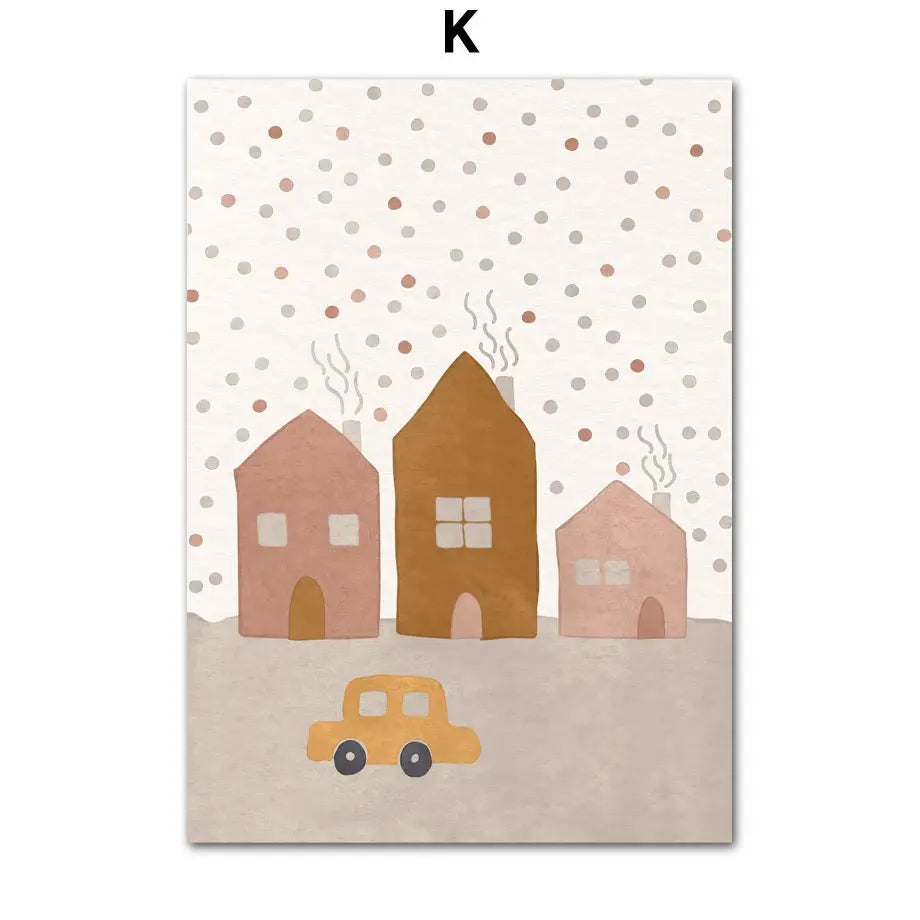 Poster Boho Kinderzimmer I Sonne I Autos I Hallo Welt I Turm als Deko Print ohne Rahmen-7