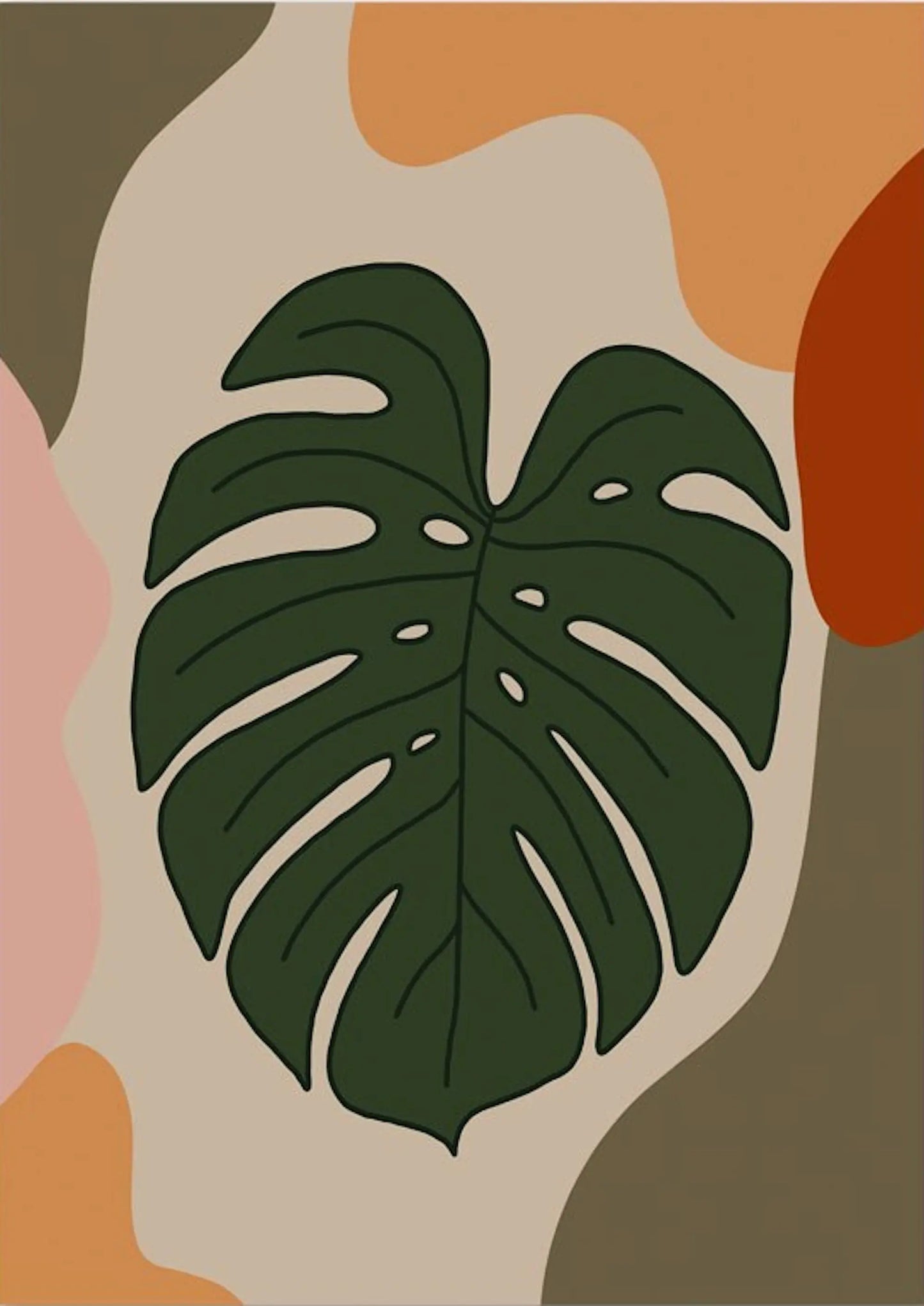 Poster Boho läßige Frau und Monstera Pflanze als Deko Print ohne Rahmen-7