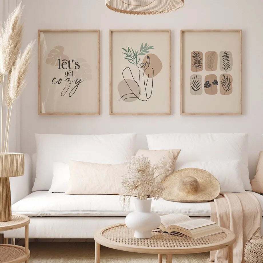 Poster Boho lets go cozy | Bilder Wohnzimmer | Wandbilder Schlafzimmer | Deko Print ohne Rahmen | Bilder Set Kunstdruck-1