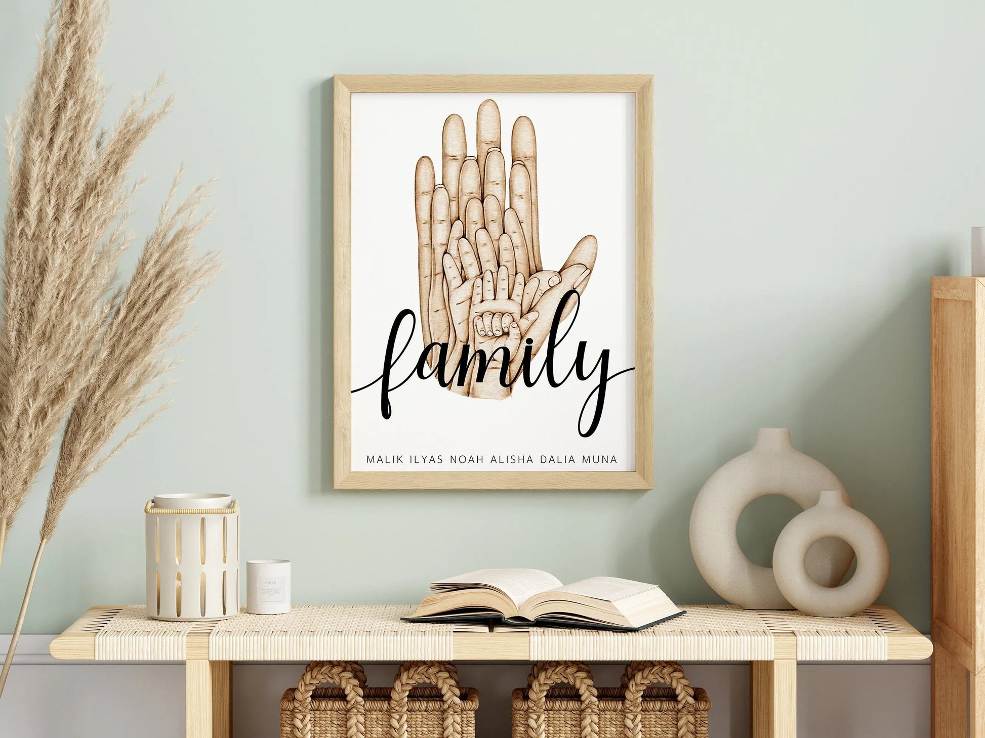 Poster Familie Personalisiert mit Händen I Familiengeschenk I Wohnzimmer & Schlafzimmer Bilder I Wand Deko I Kunstdruck I  ohne Rahmen-2