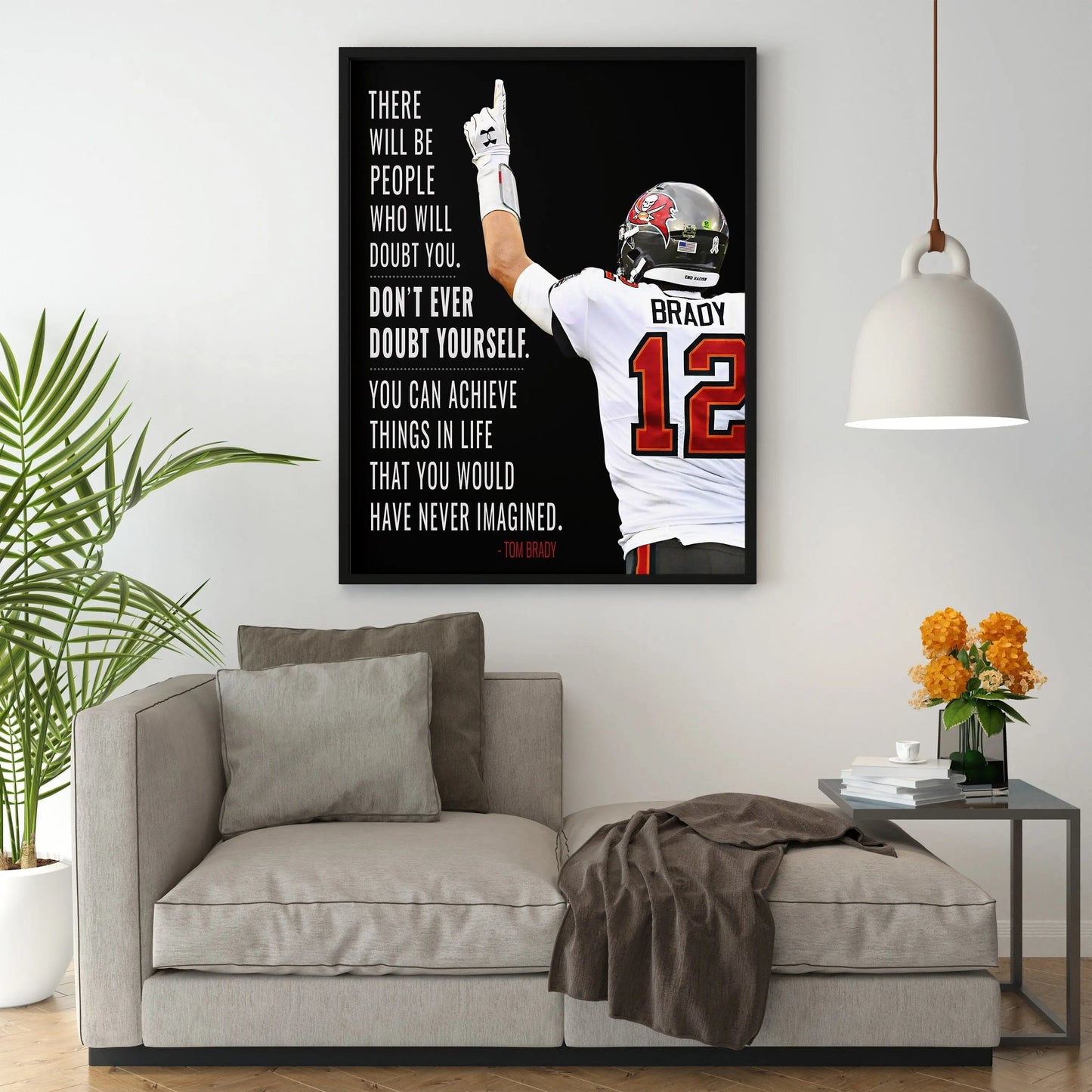 Poster Football Spieler Tom Brady Amerikanischer Football Superstar motivierender Spruch als Deko Print ohne Rahmen-0