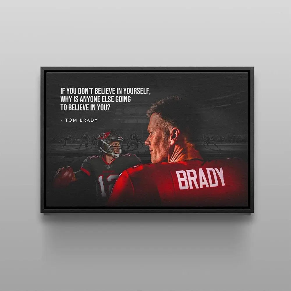 Poster Football Spieler Tom Brady Amerikanischer Football Superstar motivierender Spruch als Deko Print ohne Rahmen-1