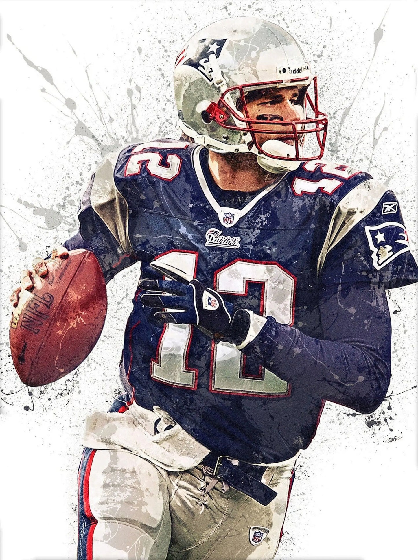 Poster Football Spieler Tom Brady Superstar mit Champion Ringen als Deko Print ohne Rahmen-6