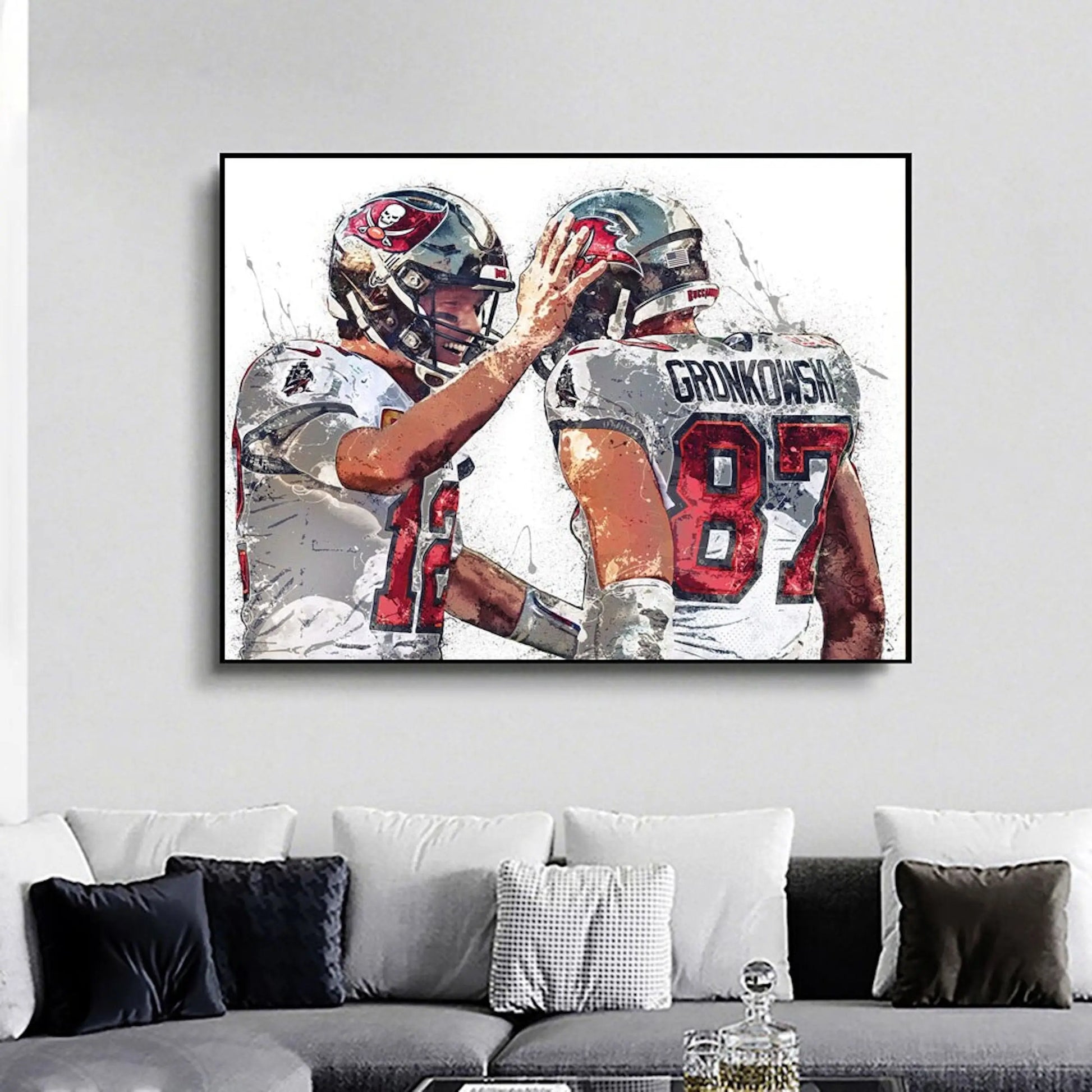 Poster Football Spieler Tom Brady & Gronkowski Amerikanische Football Superstars als Deko Print ohne Rahmen-1