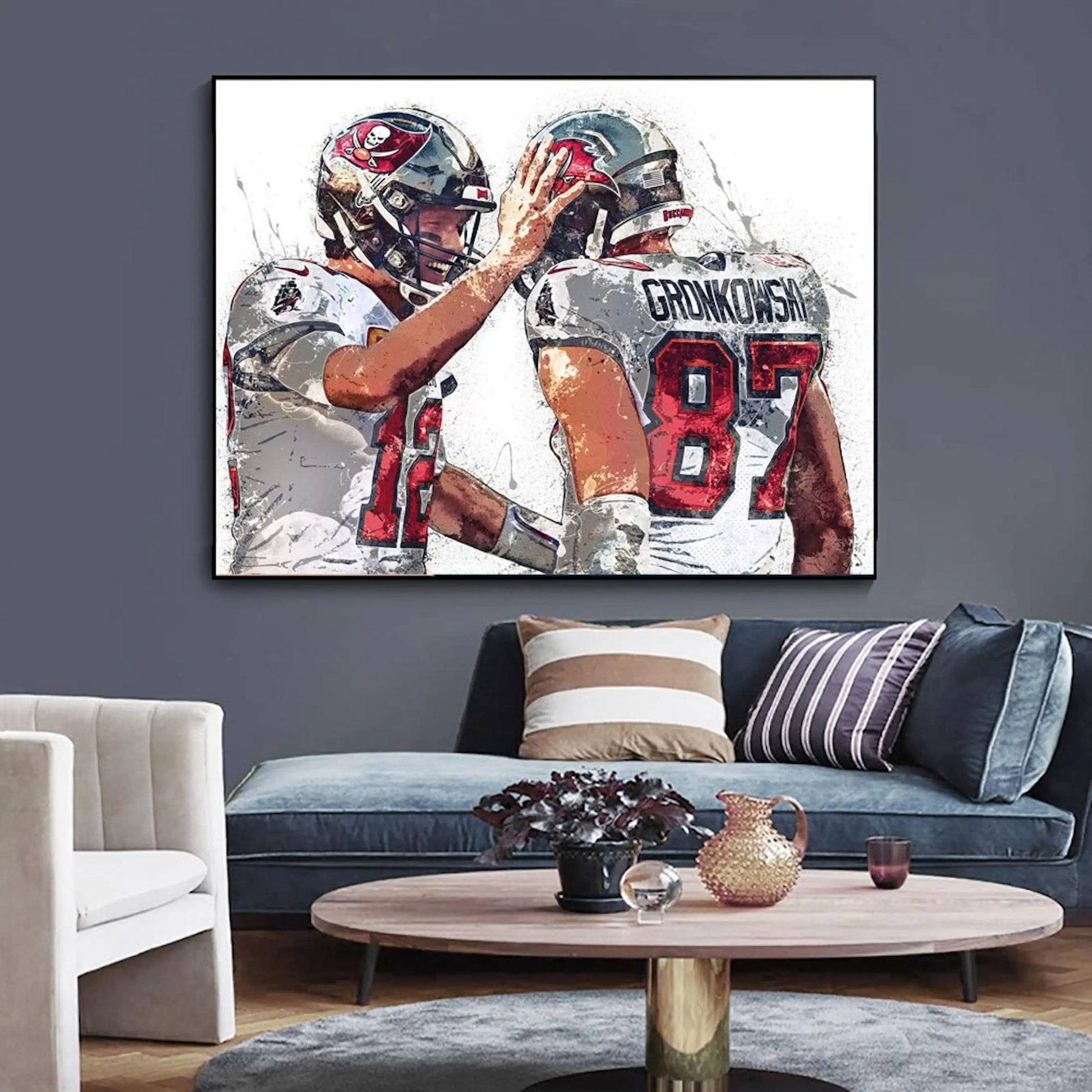 Poster Football Spieler Tom Brady & Gronkowski Amerikanische Football Superstars als Deko Print ohne Rahmen-2