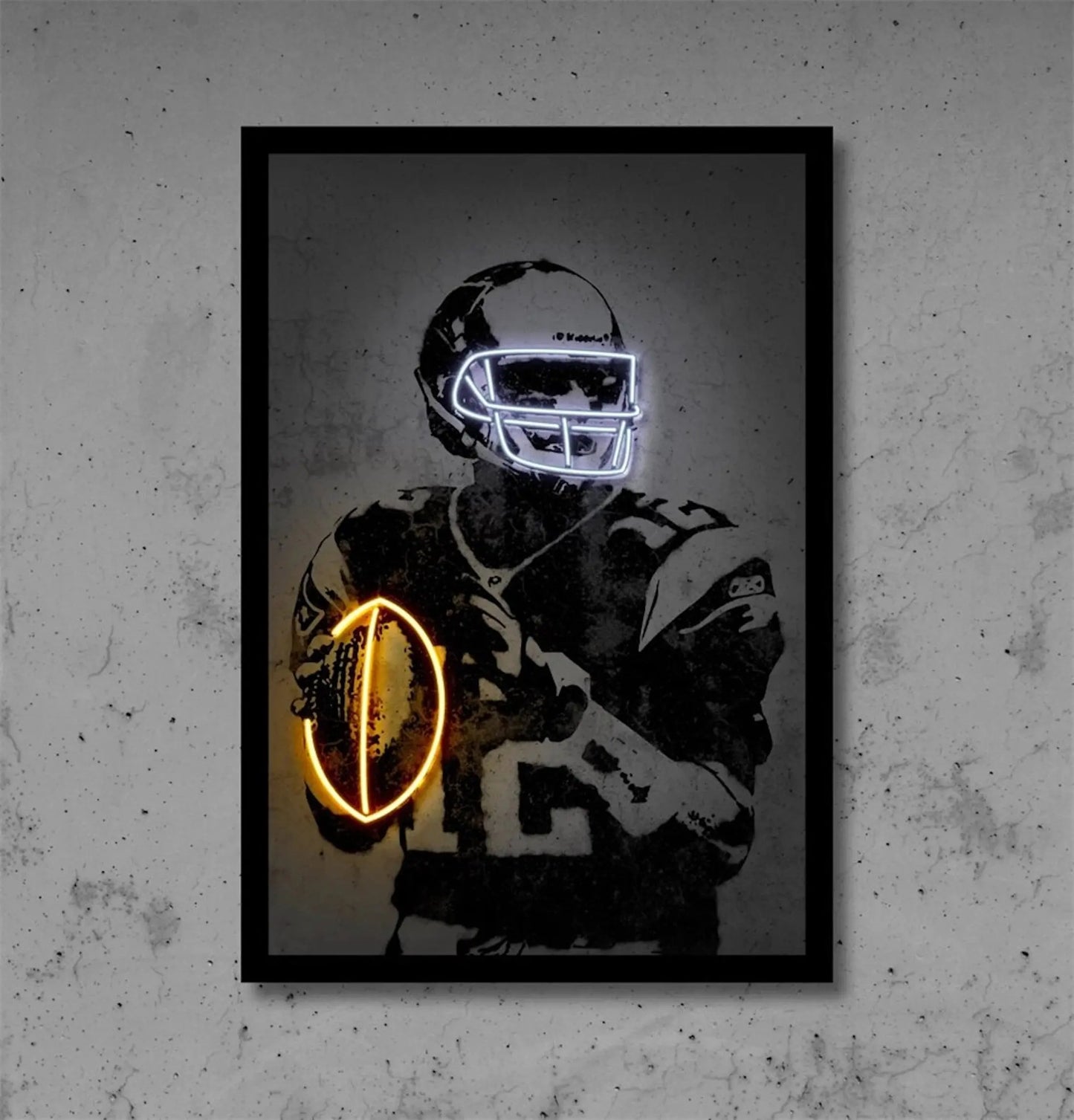 Poster Football Spieler mit Neon leuchtenden Ball und Helm als Deko Print ohne Rahmen-4