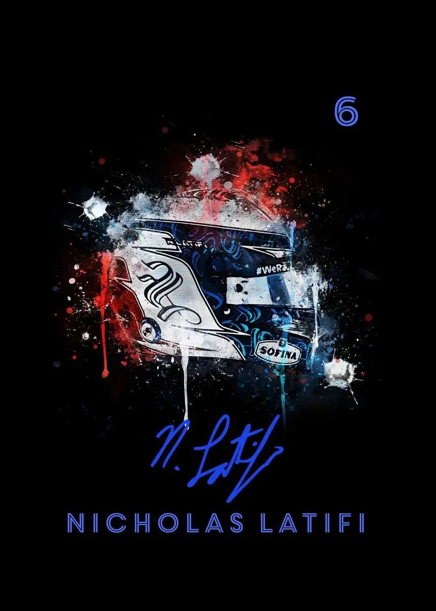 Poster Formel 1 Helm Aquarell Rennfahrer Name Unterschrift Rennnummer I Deko Print ohne Rahmen-7