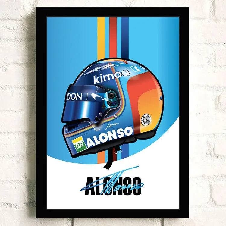 Poster Formel 1 Helm Rennfahrer Name Unterschrift I Deko Print ohne Rahmen-3