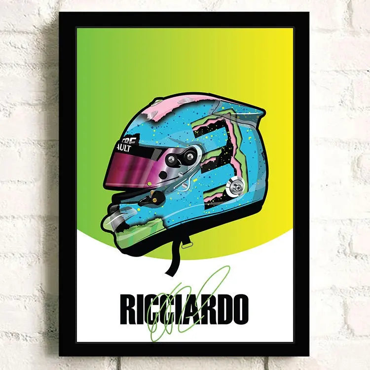 Poster Formel 1 Helm Rennfahrer Name Unterschrift I Deko Print ohne Rahmen-6