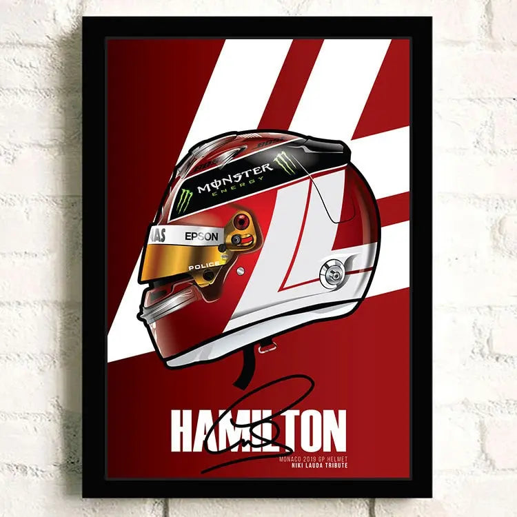 Poster Formel 1 Helm Rennfahrer Name Unterschrift I Deko Print ohne Rahmen-0