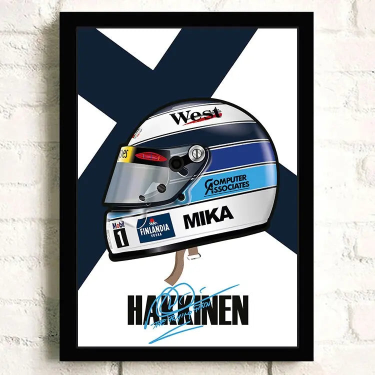 Poster Formel 1 Helm Rennfahrer Name Unterschrift I Deko Print ohne Rahmen-4