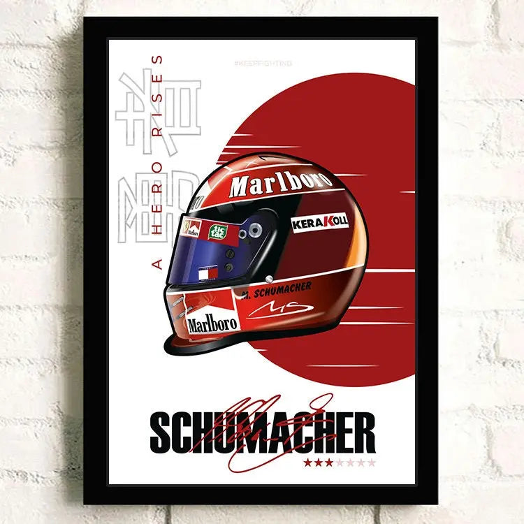 Poster Formel 1 Helm Rennfahrer Name Unterschrift I Deko Print ohne Rahmen-8