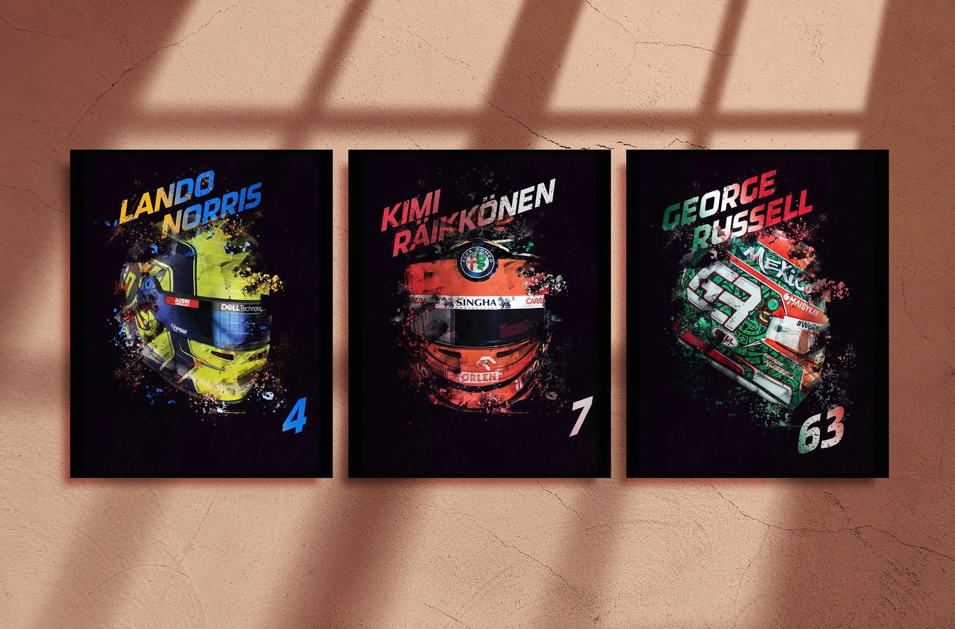 Poster Formel 1 Helme Rennfahrer Fahrernummer I Deko Print ohne Rahmen-0