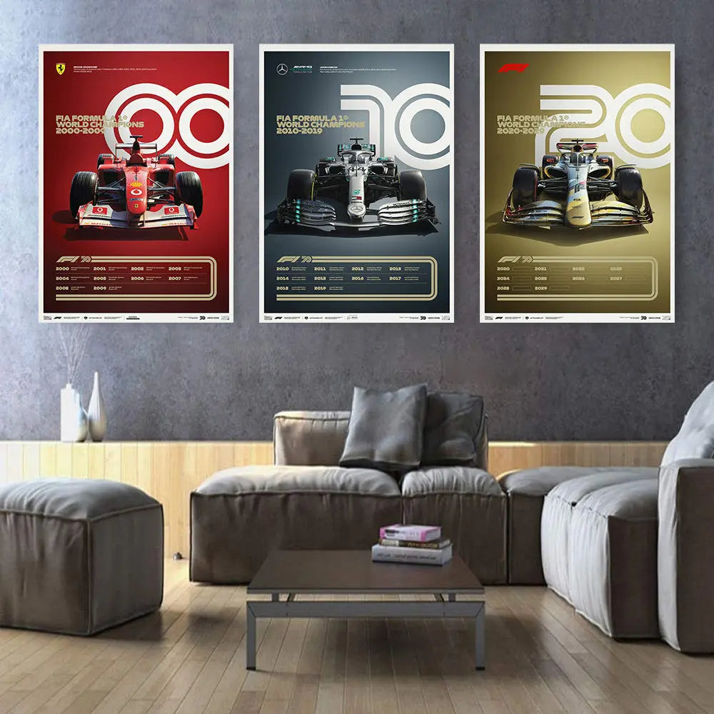 Poster Formel 1 Jahrzehnte Rennwagen Chronologie Legenden I Deko Print ohne Rahmen-0