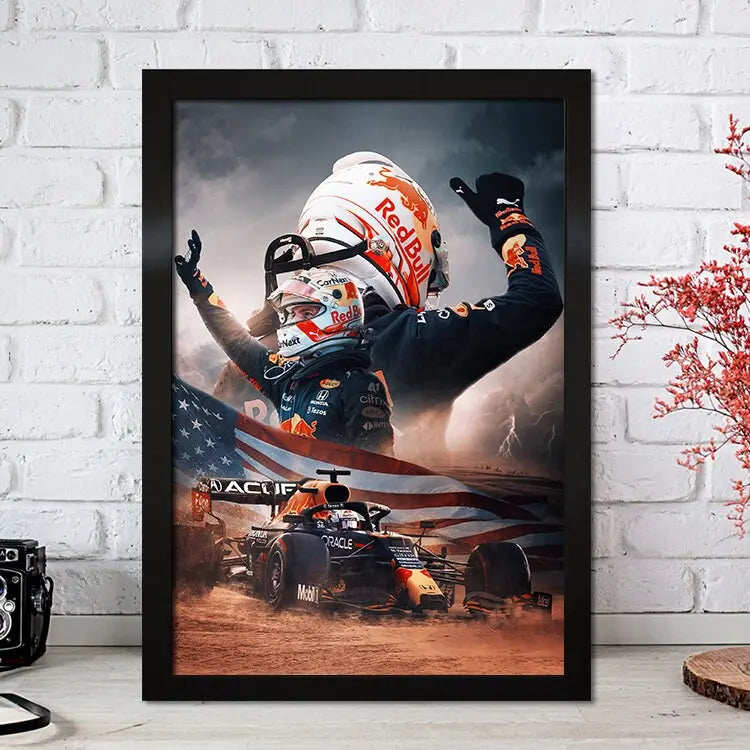 Poster Formel 1 Max Verstappen Rennfahrer Helm Rennwagen Red Bull I Deko Print ohne Rahmen-1