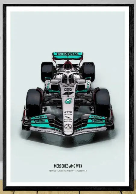 Poster Formel 1 Rennwagen Grand Prix Rennfahrer Namen Wagen Nummer I  Deko Print ohne Rahmen-1