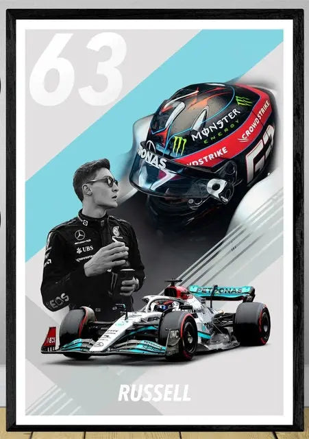 Poster Formel 1 Rennwagen Grand Prix Rennfahrer Namen Wagen Nummer I  Deko Print ohne Rahmen-2