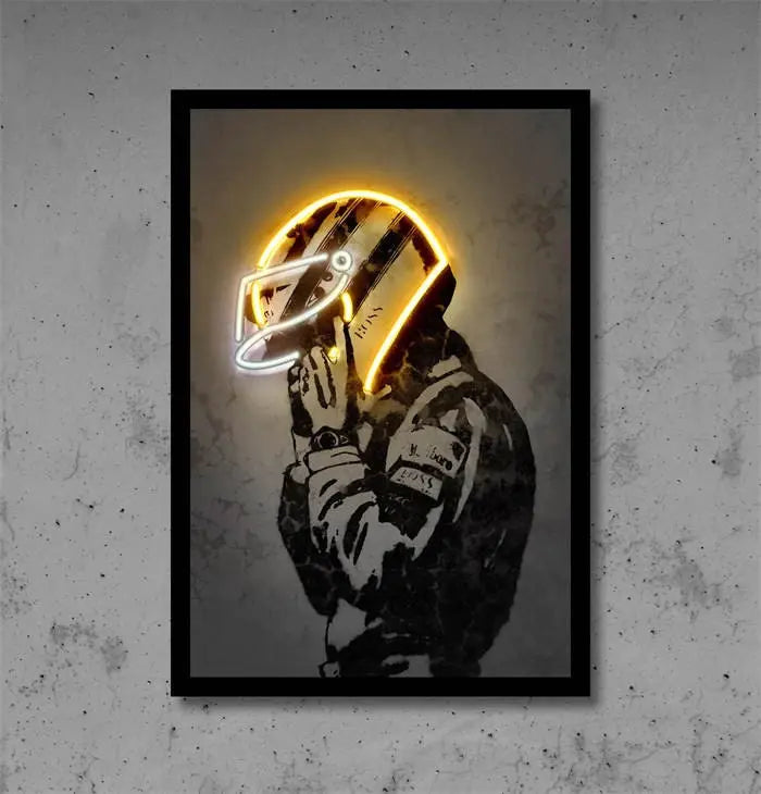 Poster Formula 1 racing driver with neon helmet as a decorative print without a frame-3