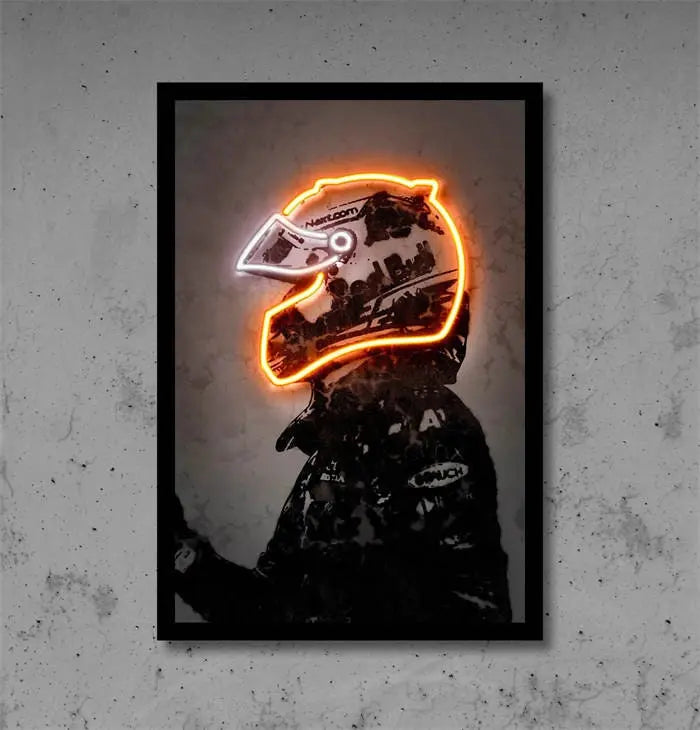 Poster Formula 1 racing driver with neon helmet as a decorative print without a frame-6