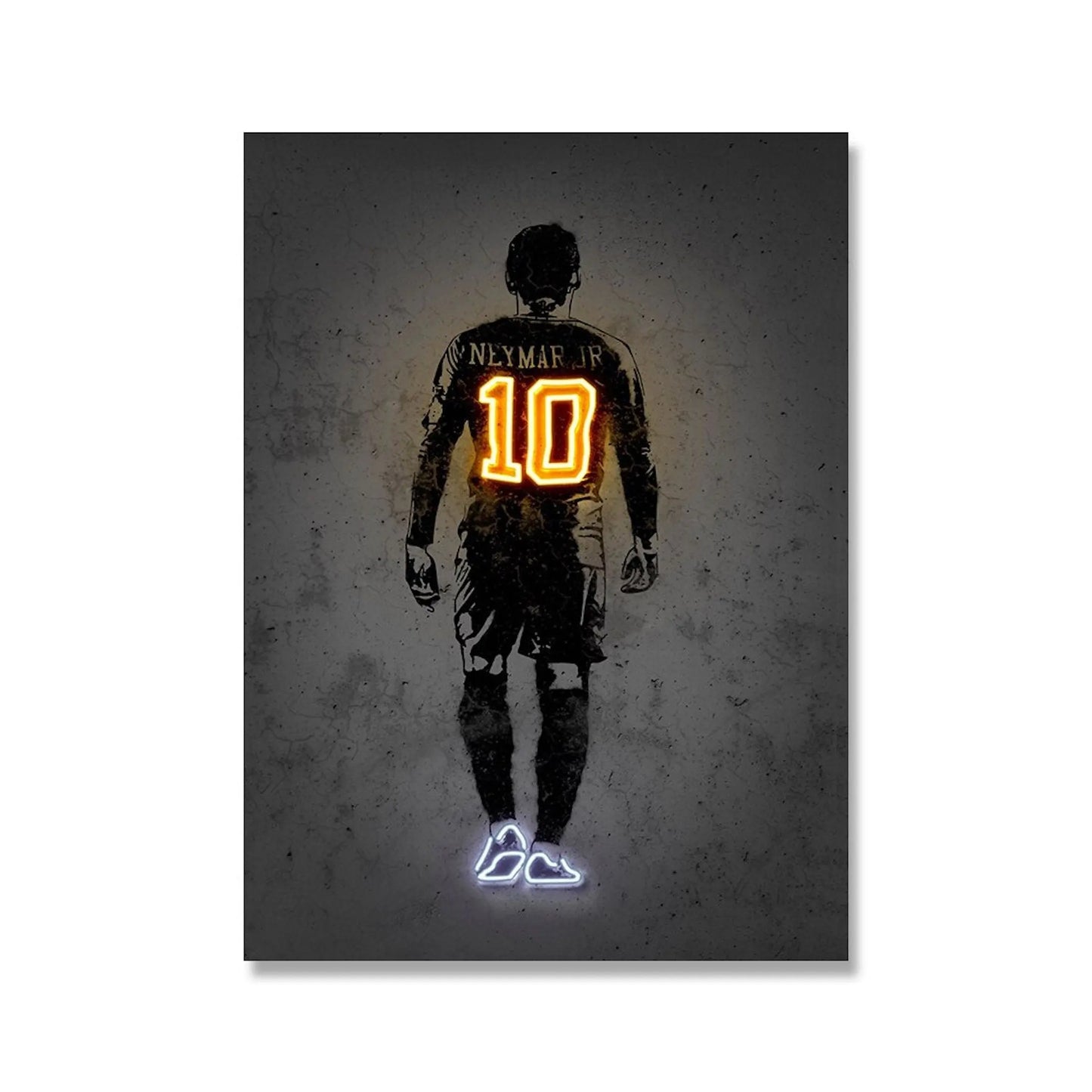 Poster Fußball Lionel Messi Nummer 10 Christiano Ronaldo 7 und Neymar Jr. 10 mit Neon Leucht Trikotnummer als Deko Print ohne Rahmen-5