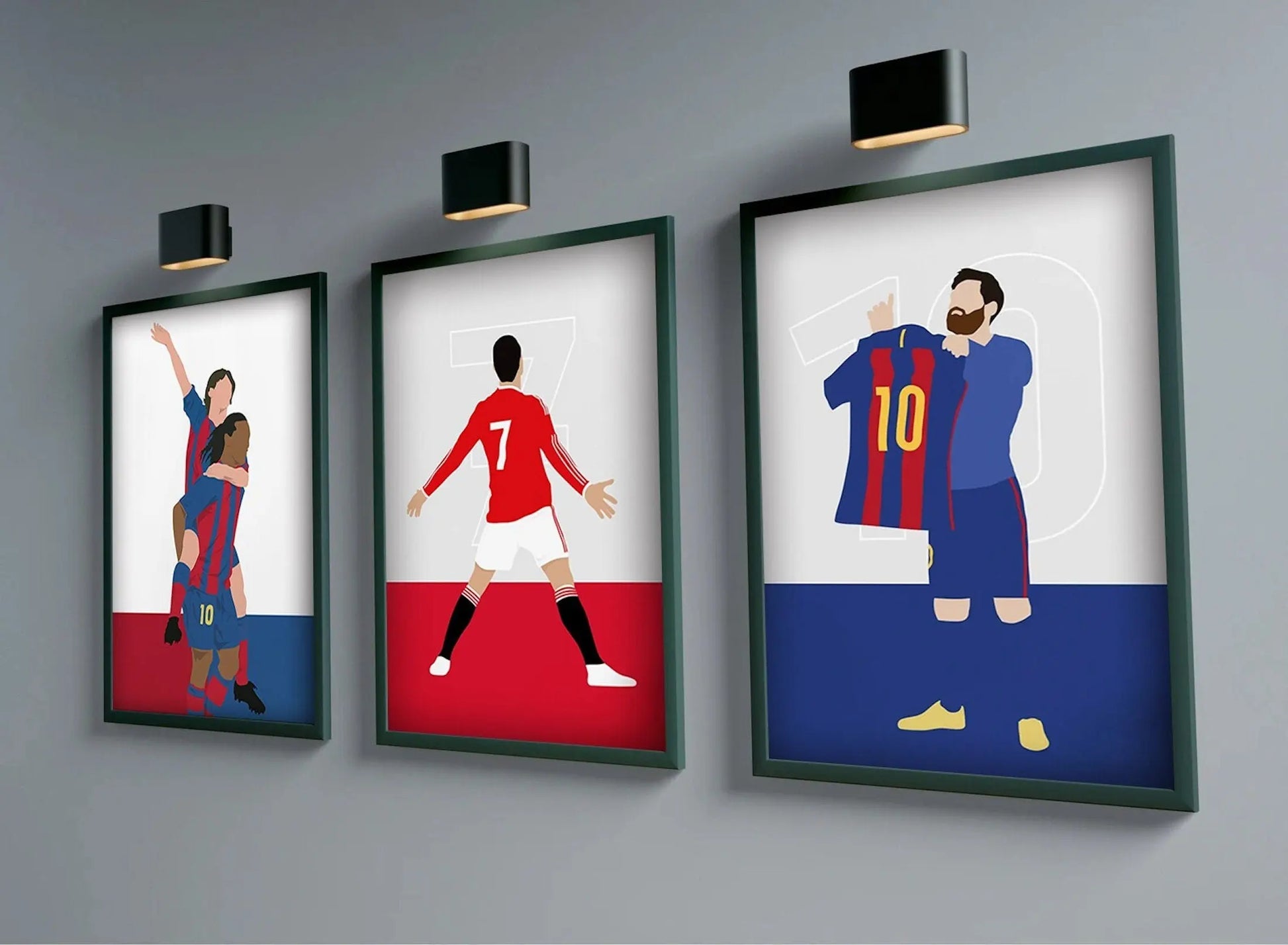 Poster Fußball Messi Ronaldo Maradonna Rooney und Benzema ohne Gesicht als Deko Print ohne Rahmen-0