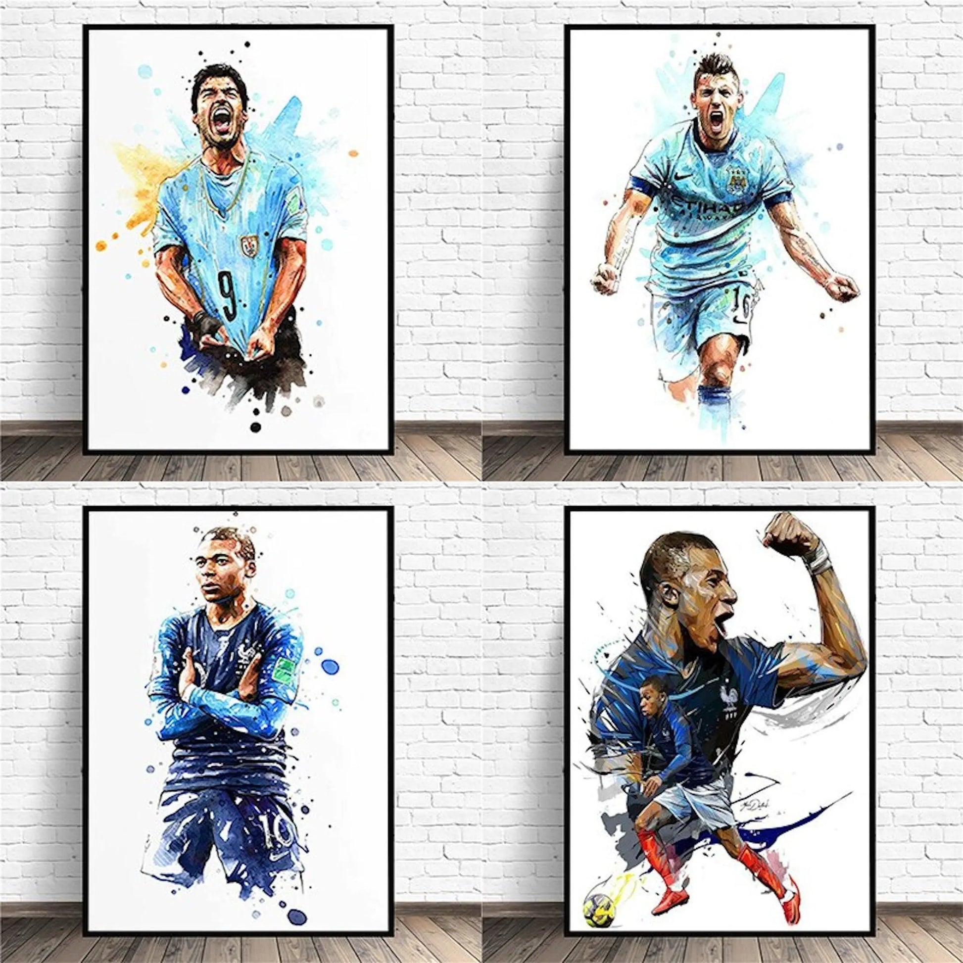 Poster Fußballspieler Tor Jubel Kylian Mbappe und Christiano Ronaldo als Deko Print ohne Rahmen-0