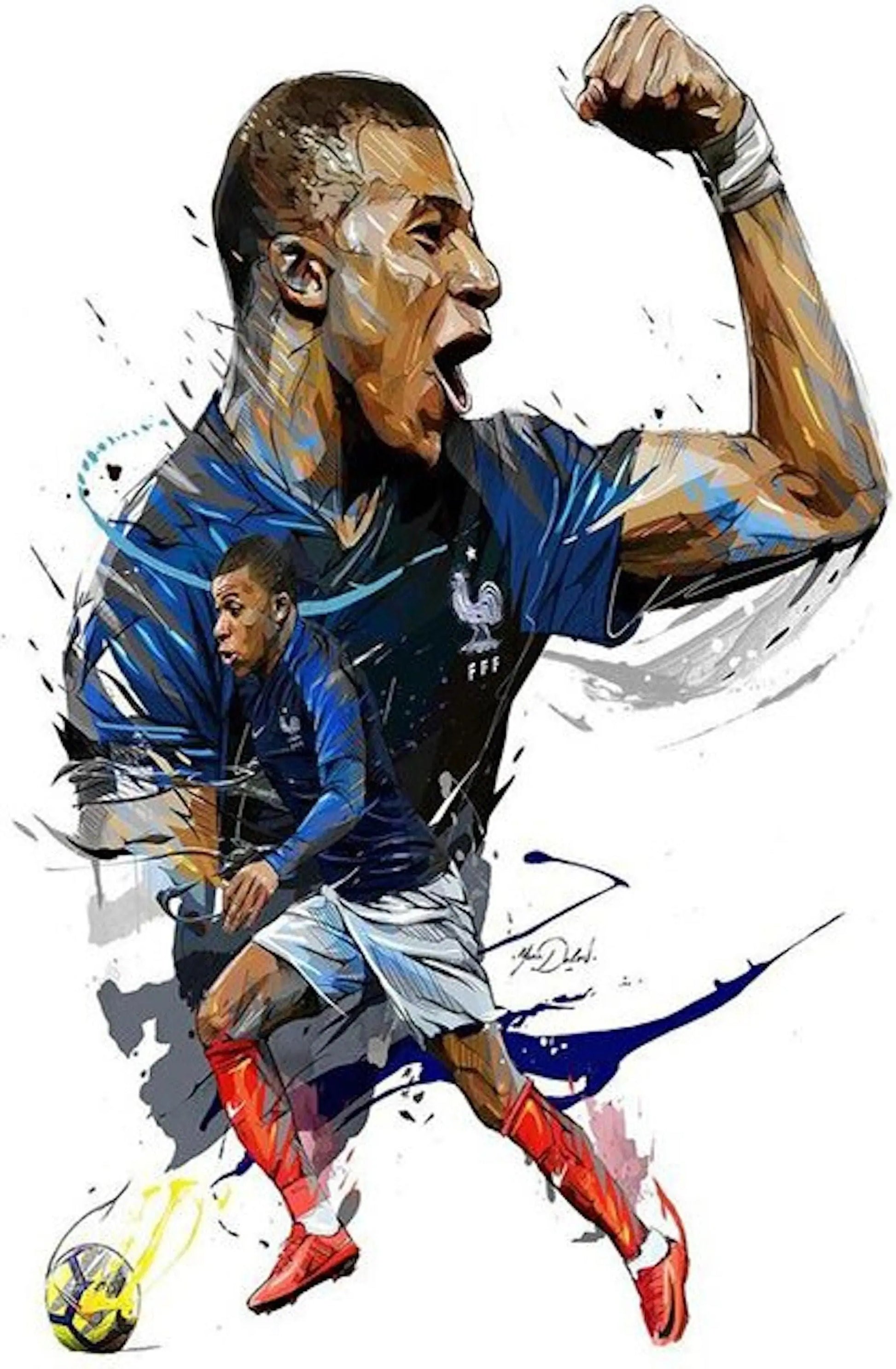 Poster Fußballspieler Tor Jubel Kylian Mbappe und Christiano Ronaldo als Deko Print ohne Rahmen-1