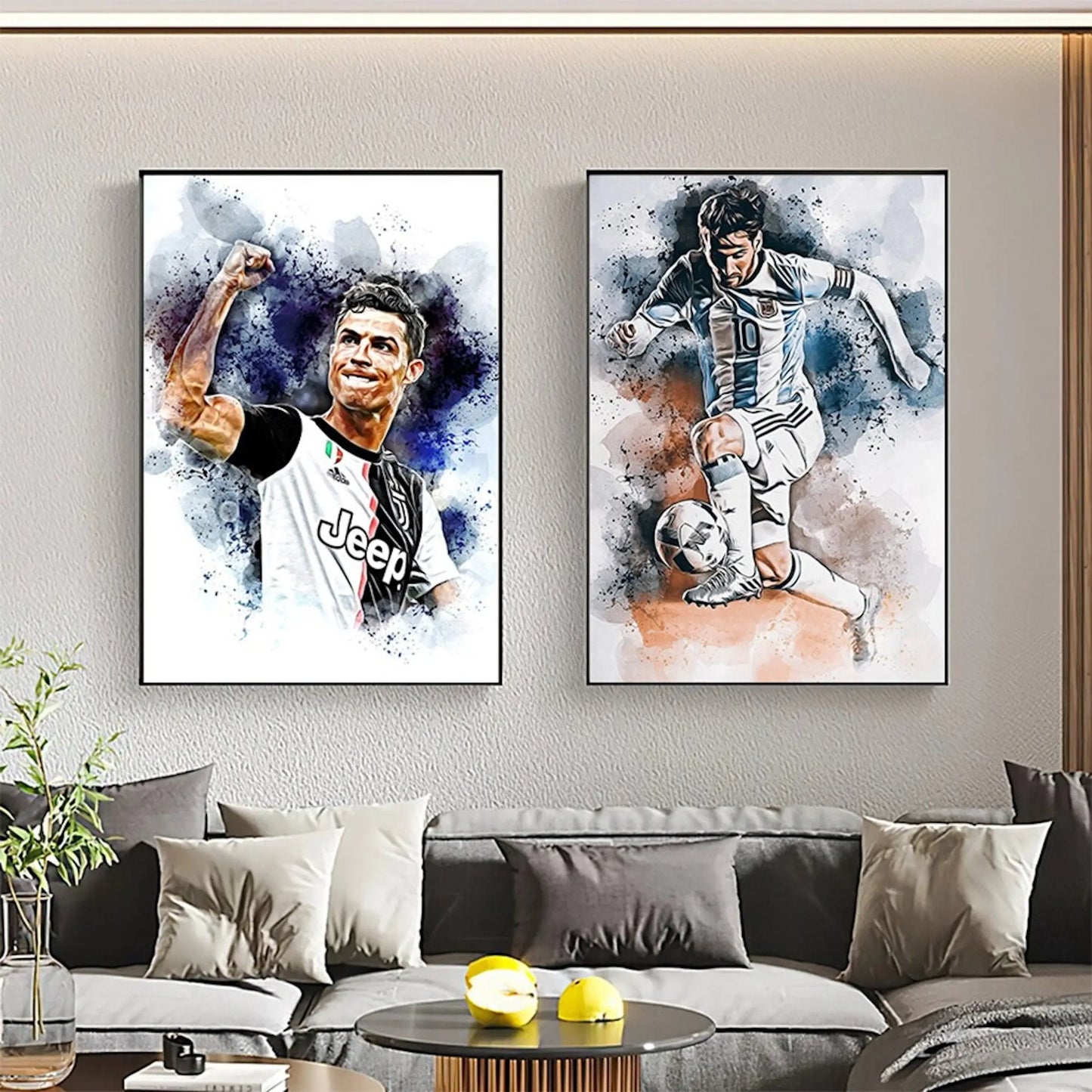 Poster Fußballspieler Tor Jubel Lionel Messi und Christiano Ronaldo als Deko Print ohne Rahmen-0