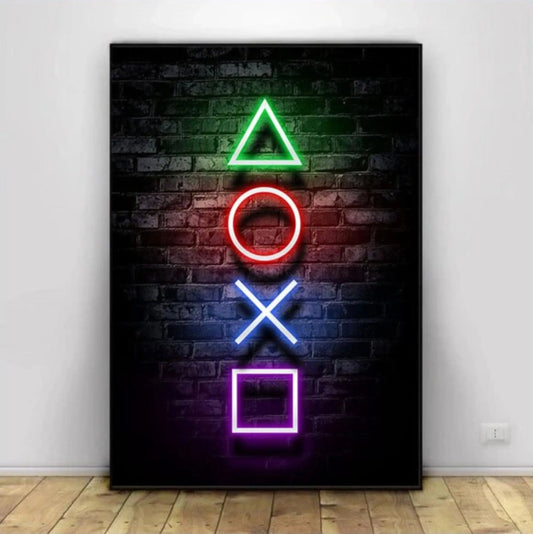 Poster Gamer Playstation coole Sprüche in Neon Farben als Deko Print ohne Rahmen-0